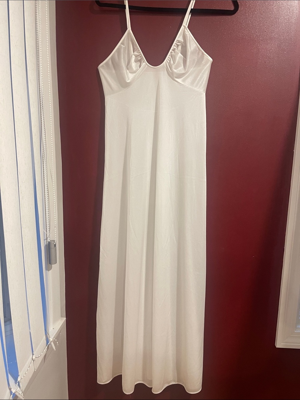 Vtg 70s 80s Montgomery Ward White Nylon Maxi Slip Dress Nightgown Small
